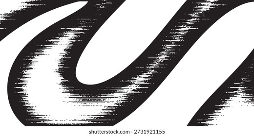 Fett abstrakter schwarz-weißer typografischer Hintergrund. Dick gekrümmte Pinselstriche. Beklemmte Grunge-Textur. Hochkontrastfarben-Abstricheffekt. Moderner künstlerischer Plakatstil.