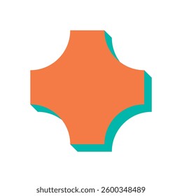 Bold abstract brutalist shape creates a striking visual. Modern geometric element with a distinct silhouette and shadow. Ideal for contemporary design projects, this icon captures y2k aesthetics.