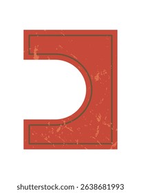 Bold abstract brutalist shape. A minimal figure with grunge texture acts as a modern icon. This symbol reflects y2k design, creating a contemporary graphic pattern for various uses.