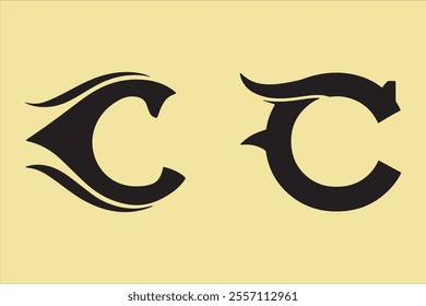 Bold Abstract "C" Letter mark Design with Creative Swirls and Curves.