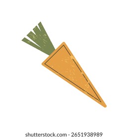 Bold abstract carrot shape. Minimalistic carrot figure with grunge texture. Modern brutalism element, y2k aesthetic, perfect for contemporary projects.