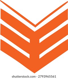Bold abstract chevron pattern in bright orange. Forms a striking downward-pointing arrow or a series of stacked V-shapes, suitable for various designs.