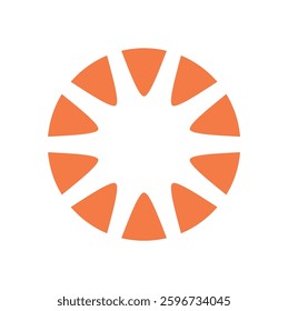 Bold abstract circle icon. Modern decorative shape with star elements. Minimal brutalist design, y2k aesthetic, suitable for contemporary graphics and stylish projects.