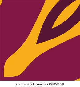 Um design de close-up abstrato e arrojado com curvas amarelas douradas que se cruzam com um fundo maroon profundo, assemelhando-se a uma folha orgânica estilizada ou forma de pétala.