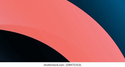 Bold abstract composition featuring a vibrant red arc against a dark background. The smooth, curved shape contrasts sharply with the black area, creating a striking and modern design.