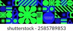 A bold abstract composition with geometric shapes in a mosaic style. A minimalist and modern vector background for posters, festivals, music, parties, and trendy banners. 