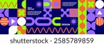 A bold abstract composition with geometric shapes in a mosaic style. A minimalist and modern vector background for posters, festivals, music, parties, and trendy banners. 