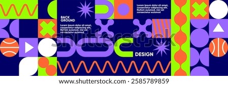 A bold abstract composition with geometric shapes in a mosaic style. A minimalist and modern vector background for posters, festivals, music, parties, and trendy banners. 