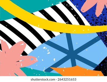Bold abstract composition with layered graffiti textures, hot pink accents, and vibrant splashes. Ideal for edgy posters, streetwear graphics, and digital artwork.