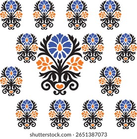 “A bold abstract composition using deep shapes and blocks with high contrast colors—designed for posters, creative branding, or modern textile prints.”

