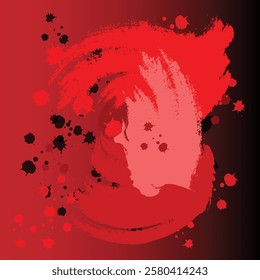 A bold abstract design featuring red and black paint splashes forming a dynamic composition with a subtle silhouette effect. Perfect for artistic backgrounds, posters, and modern graphic design.