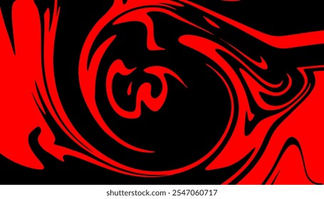 Un atrevido diseño abstracto con Formas rojas y negras arremolinadas, creando un impacto visual dinámico y dramático. Estilo de arte de alto contraste.