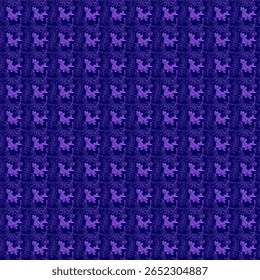 Bold Abstract Floral and Leaf Seamless Pattern in Purple and Teal