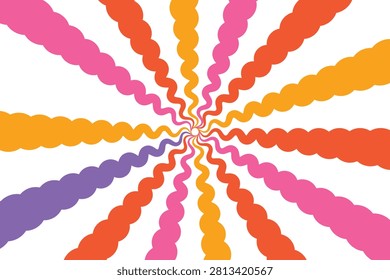 A bold abstract geometric background featuring colorful spiral wavy ribbons radiating from a central vortex to create a mesmerizing optical illusion. Designed in a clean flat vector style with vibrant pink, orange, yellow, purple, and coral tones, this dynamic composition is ideal for wallpaper, textile printing, fabric patterns, wrapping paper, packaging, branding, posters, stationery, web graphics, presentation backgrounds, and modern surface design projects. Its energetic radial motion and contemporary retro-inspired aesthetic make it a versatile choice for both commercial and creative applications.

#AbstractPattern #SpiralPattern #SwirlDesign #GeometricPattern #OpticalIllusion #RetroDesign #ColorfulPattern #ModernPattern #SurfacePattern #TextileDesign #WallpaperDesign #FabricPrint #WrappingPaper #VectorArt #GraphicDesign #ContemporaryDesign #RadialPattern #BackgroundDesign #PrintablePattern #CreativeBranding