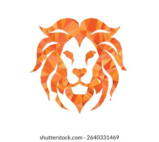 Bold abstract geometric orange lion head vector design. This modern