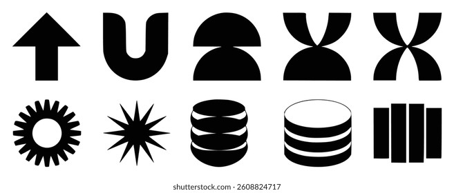 Bold Abstract Geometric Shapes In Black And White Vector Illustration