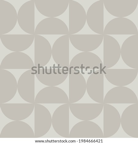 Bold abstract greige seamless vector pattern. Modern monochrome, minimalist geometric, semi-circle print in shades of beige and grey. Simple decorative repeating background wallpaper texture design.