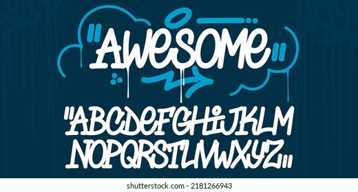 Bold Abstract Handwritten Hiphop Graffiti Street Art Style Font Alphabet Vector Illustration Template