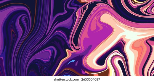 Bold abstract illustration in neon pink, purple, and peach tones with high contrast and smooth digital flow. Ideal for fashion, modern art, or tech visuals.