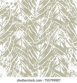 Bold abstract jungle print with silhouette of paradise island foliage. Vector seamless floral green pattern inspired by tropical nature and plants with shape of palm leave and trees. Summer background