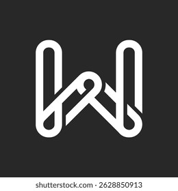 Bold abstract letter w logo with creative monogram design, modern geometric lines and negative space elements in white on dark background, suitable for branding, technology, fashion, startup identity.