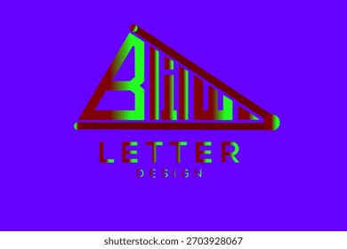 Ein gewagtes, abstraktes Logo mit dem Wort in hellem Neongrün und tiefem Purpurrot, in einer stilisierten, dreieckigen geometrischen Form. Das Design sitzt auf einem lebendigen violetten Hintergrund mit dem t
