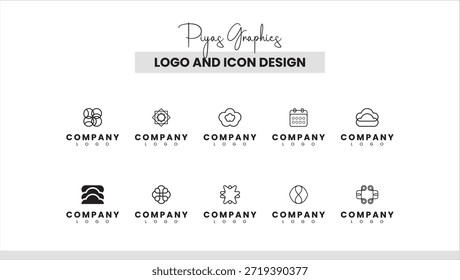 Coleção de ícones de logotipo moderno e abstrato em negrito