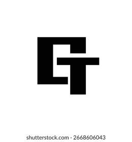A bold abstract monogram featuring letters C and T interlocked to create a modern, geometrical logo. This creative symbol is ideal for branding