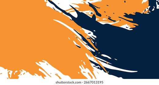 Salpicadura Abstractas Audaz De La Pintura En Naranja Vibrante Y Azul Profundo Con Trazos De Pincel Dinámicos Sobre Fondo Blanco, Perfecto Para El Arte Moderno, El Diseño Creativo O El Fondo de pantalla Contemporáneo.