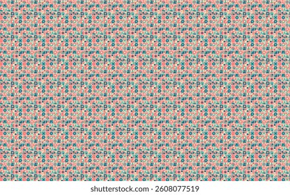 Bold abstract pattern with playful geometric elements in hyper pink, neon green, cyber peach, and sky blue, vibrant and trendy, seamless design, Y2K inspired