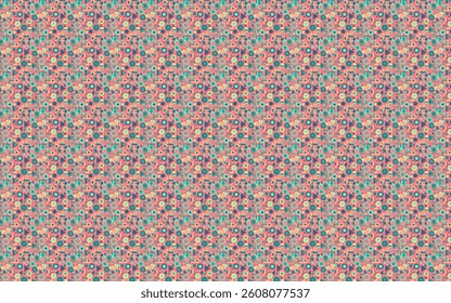 Bold abstract pattern with playful geometric elements in hyper pink, neon green, cyber peach, and sky blue, vibrant and trendy, seamless design, Y2K inspired