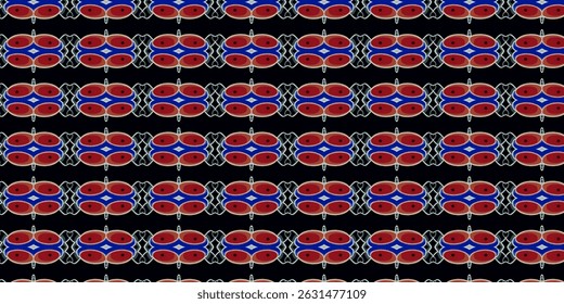 Bold Abstract Seamless Pattern with Red and Blue Accents