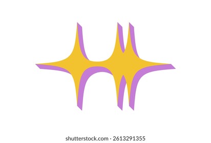 Bold abstract star shape. Modern geometric figure with flat elements and shadow. Iconic symbol of brutalism, y2k aesthetic, and contemporary style. Ideal for decorative purposes graphic projects.