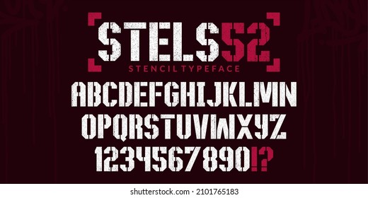 Bold Abstract Stencil Urban Street Art Graffiti Style Alphabet Typeface Stels Digital Typography Vector Illustration