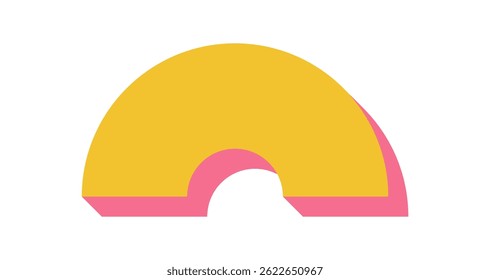 Ícone de adesivo abstrato em negrito. Forma gráfica moderna com design plano e influência brutalismo. Este elemento exclusivo apresenta uma curva e sombra marcantes, criando um efeito visual cativante. Ideal para