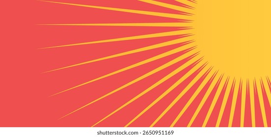 Bold abstract sunburst design with sharp yellow rays on a orange background.