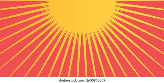 Bold abstract sunburst design with sharp yellow rays on a orange background