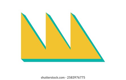 Bold abstract triangle icon. Modern shape element with flat design. Geometric symbol in y2k style, minimalist approach with shadow effect. Suitable for contemporary art, branding, and graphic