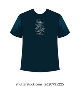 Bold abstract t-shirt design featuring vibrant colors and dynamic patterns.