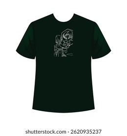 Bold abstract t-shirt design featuring vibrant colors and dynamic patterns.