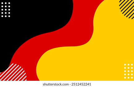 Fundo ondulado abstrato em negrito com cores vermelho, amarelo e preto