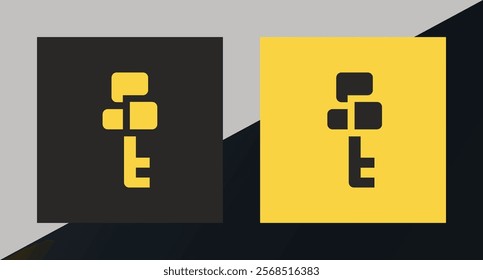 A Bold Abstract Yellow Key Logo on Black and Yellow Backgrounds