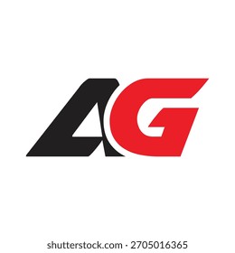 Negrito AG Carta Logo Vetor Design. Monograma Dinâmico para Esporte, Automotivo, Tech Branding. Símbolo Inicial Vermelho e Preto Moderno.