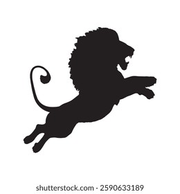 Bold and Aggressive Attacking Lion Silhouette for Striking Artwork - Lion Vector - Lion Icon
