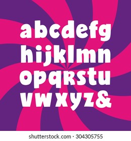 Bold alphabet of contrast lowercase letters. Simple cartoon font