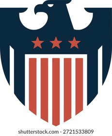 Audaz escudo del águila americana con las estrellas y las rayas, emblema patriótico de los Estados Unidos