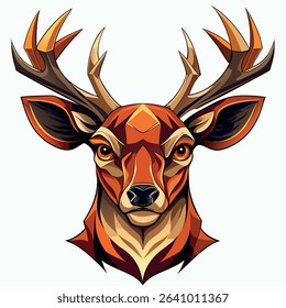 A bold and-stylized vector deer on white background 