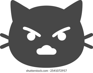 Bold angry cat silhouette vector icon, perfect for sports team mascots and brand logos. This fierce feline design adds attitude and edge to any competitive branding.