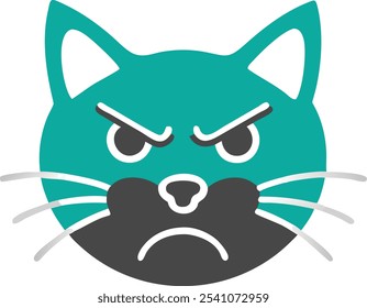 Bold angry cat silhouette vector icon, perfect for sports team mascots and brand logos. This fierce feline design adds attitude and edge to any competitive branding.