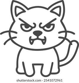 Bold angry cat silhouette vector icon, perfect for sports team mascots and brand logos. This fierce feline design adds attitude and edge to any competitive branding.